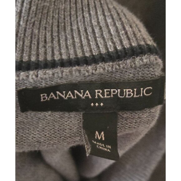 Banana Republic Men Sweater Gray Cotton Long Sleeve Shawl Neck Pullover Size M - Picture 5 of 7